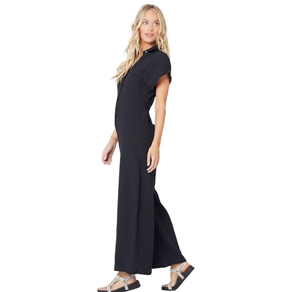 L*Space Classic Black Stacie Gauze Wide Leg Jumpsuit Coastal Coverup - Picture 2 of 8